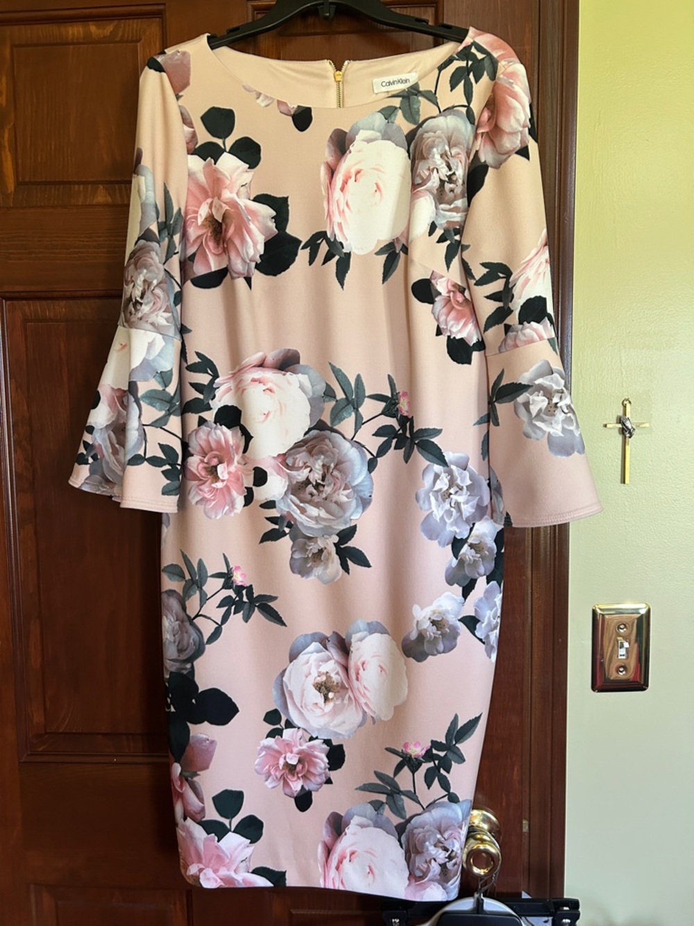 Calvin Klein Soft Blush Floral Midi Dress